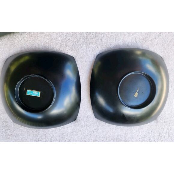 Set Of 2 Lacquer Square Plate Dishes Omachang Double Flying Crane Bamboo Asian - Picture 5 of 7